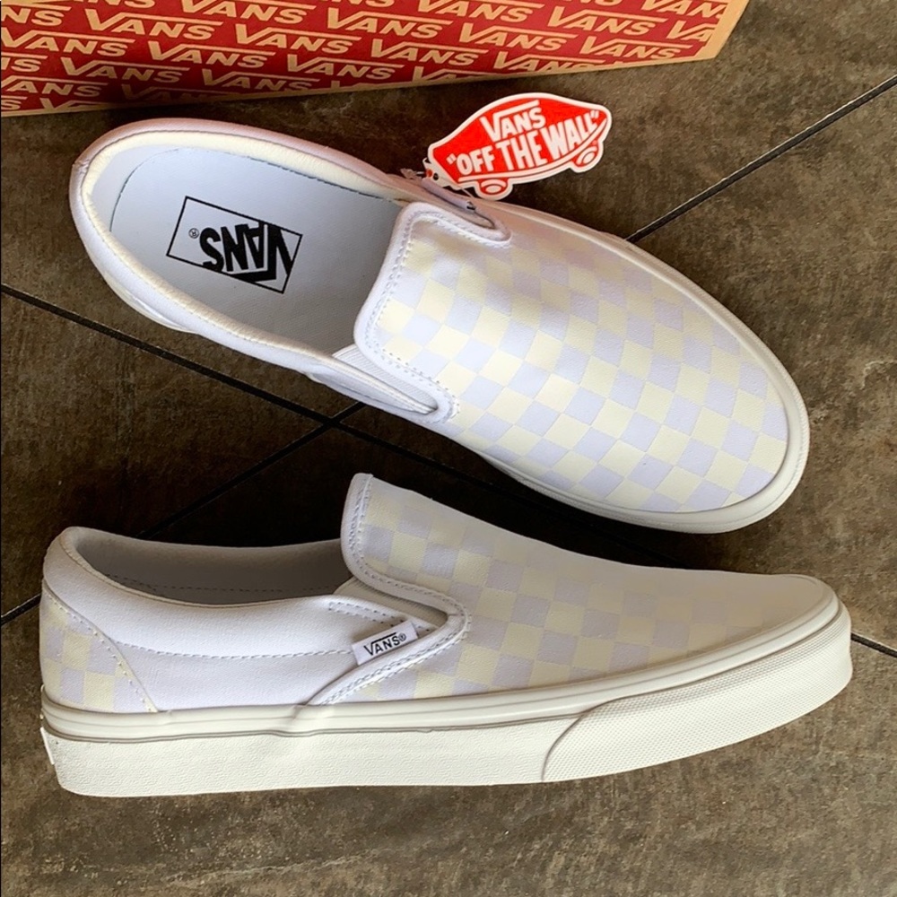 VANS CLASSIC SLIP ON CHECKERBOARD TRUE WHITE MENS - Picture 14 of 16